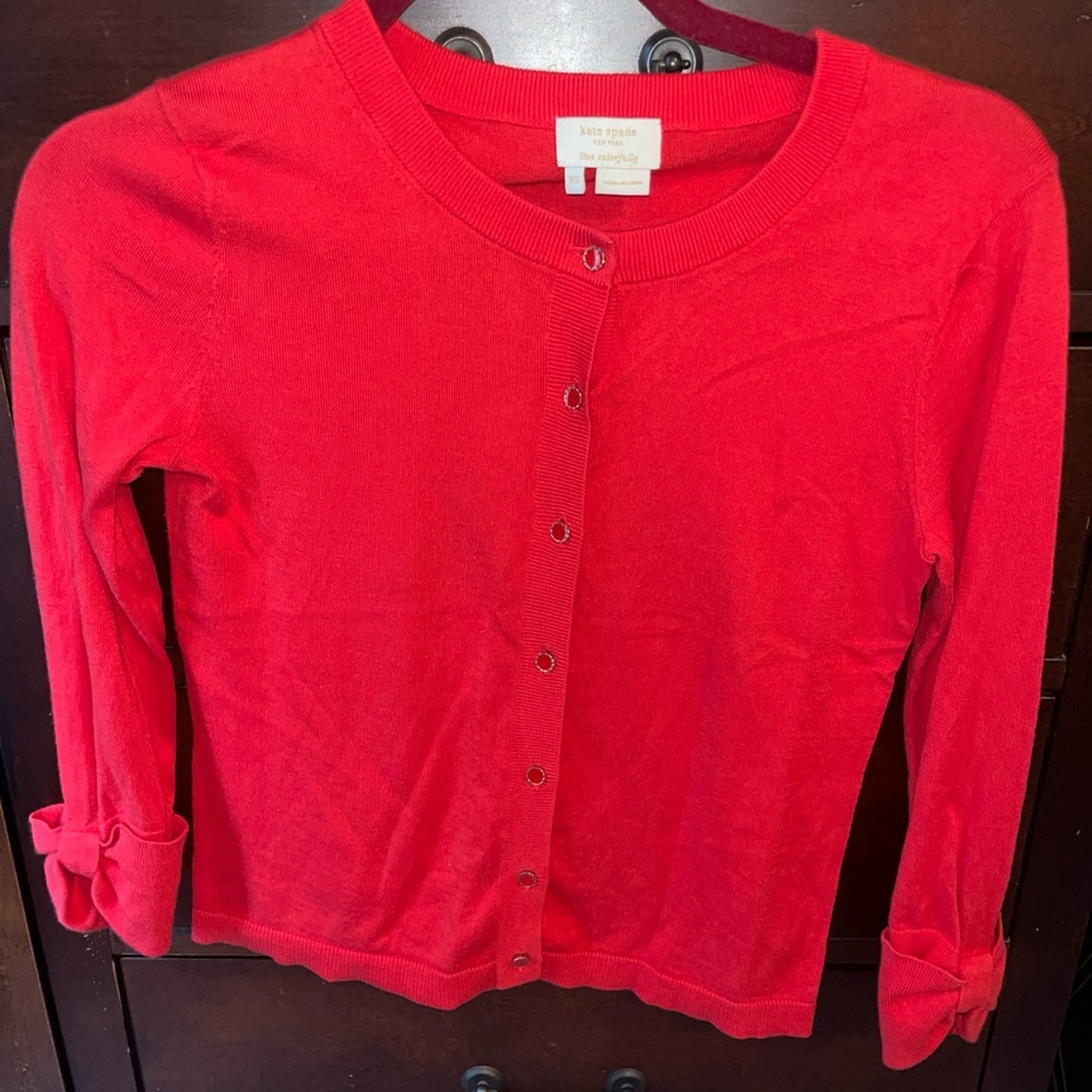 Kate Spade Vibrant Red Button-Up Cardigan